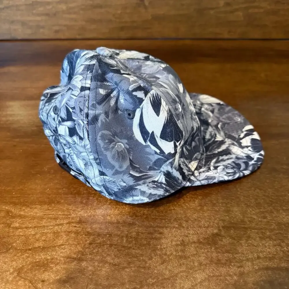 Nike Floral Print Five-Panel Cap in Black and White